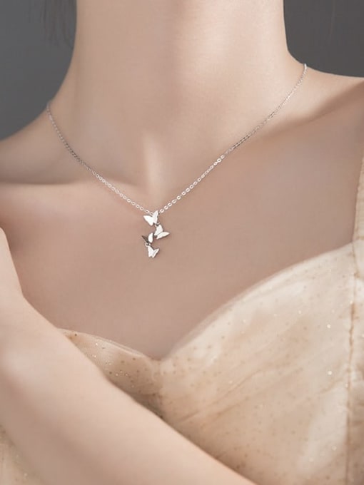 Rosh 925 Sterling Silver Butterfly Minimalist  Pendant Necklace 2