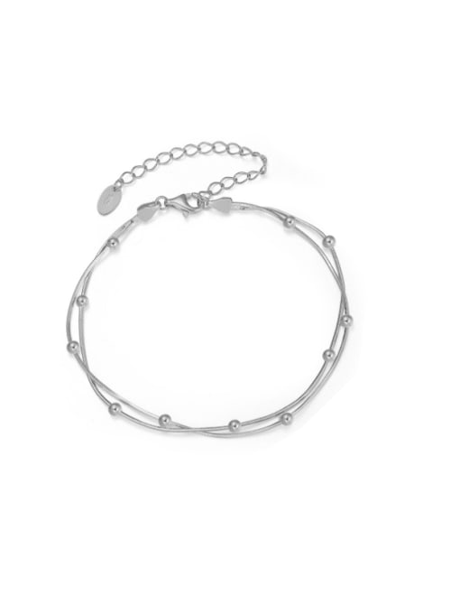 Platinum: 16.5 5cm, 1.78g 925 Sterling Silver Irregular Minimalist Strand Bracelet