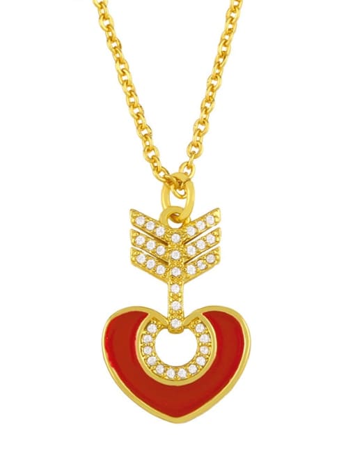 CC Brass Cubic Zirconia Enamel Heart Vintage Necklace 1