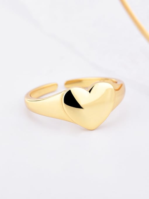 18K Gold 925 Sterling Silver Smooth Heart Minimalist Band Ring