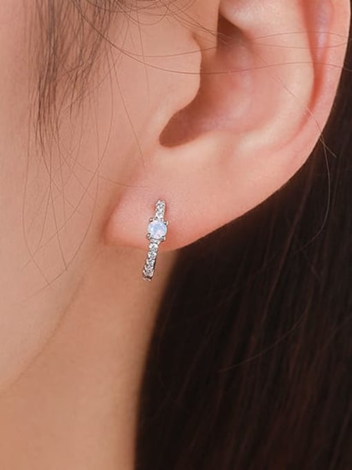 MODN 925 Sterling Silver Geometric Minimalist Huggie Earring 1