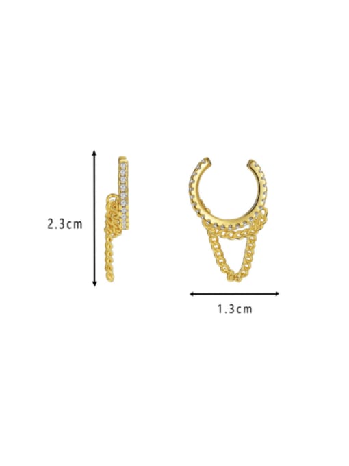 CHARME Brass Cubic Zirconia Geometric Hip Hop Clip Earring 2