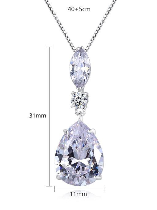 BLING SU Copper Cubic Zirconia White Water drops Necklace 4