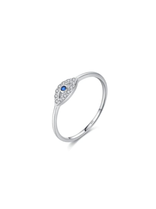 S925 Sterling Silver 925 Sterling Silver Cubic Zirconia Evil Eye Minimalist Band Ring
