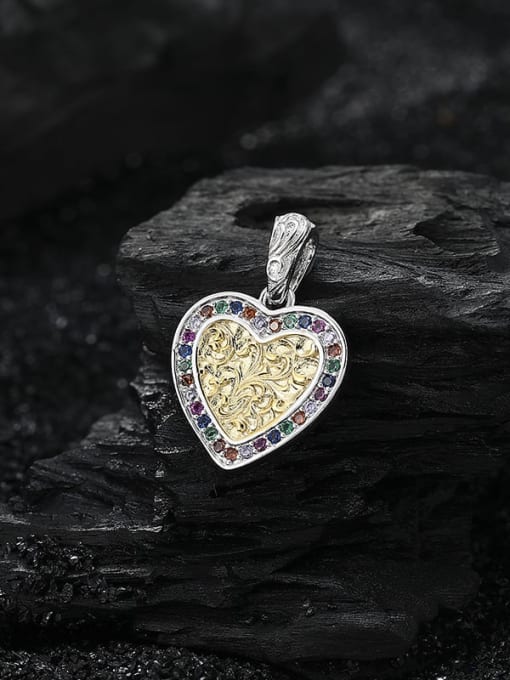 KDP-Silver 925 Sterling Silver Cubic Zirconia Heart Classic Necklace 2
