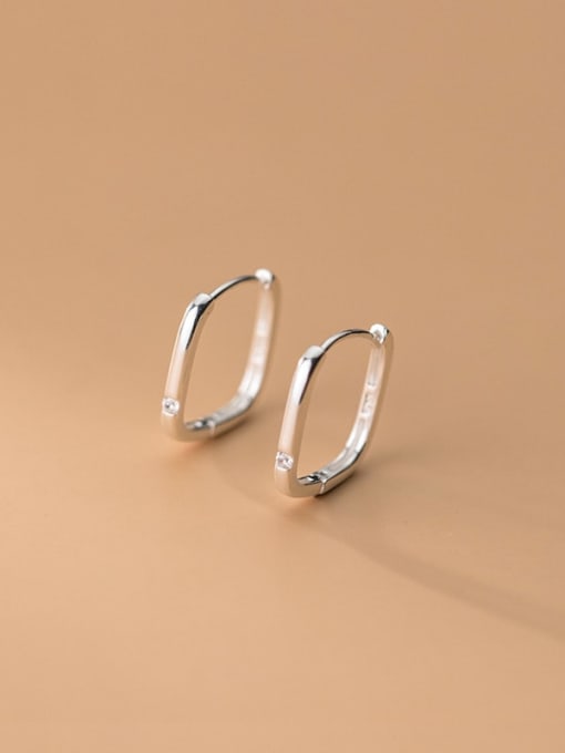 Rosh 925 Sterling Silver Hollow Geometric Minimalist Huggie Earring 2