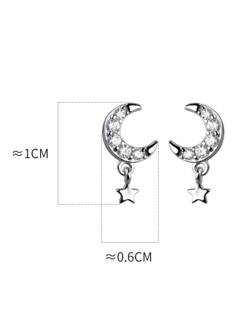 Rosh Brass Cubic Zirconia Moon Minimalist Drop Earring 3