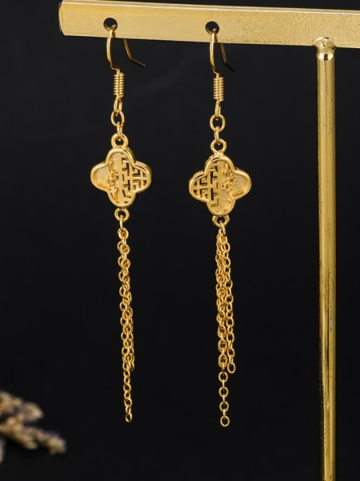 15 Chinese style ear hook Brass Cubic Zirconia Tassel Dainty Drop Earring
