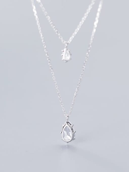 Rosh 925 Sterling Silver Cubic Zirconia White Water Drop Minimalist Multi Strand Necklace 3