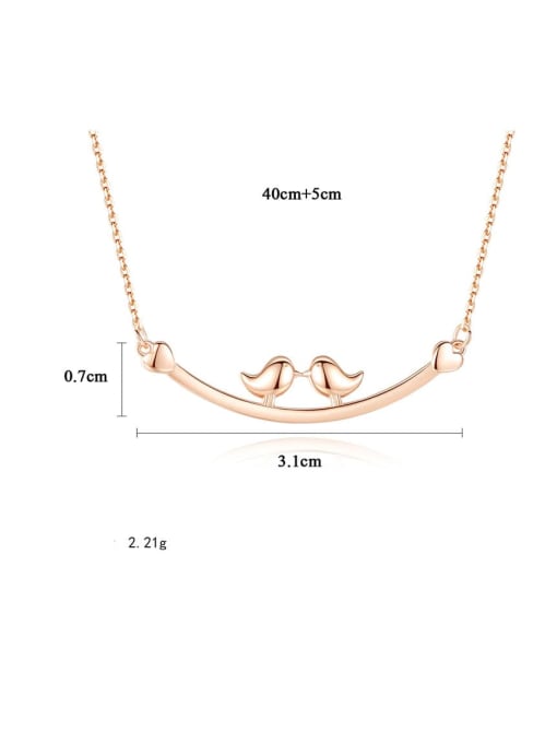 CCUI 925 sterling silver simple, fashionable and glossy two birds, necklace 3