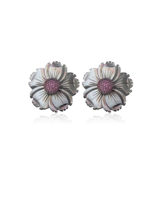 Shell rose Copper Shell Flower Vintage Stud Earring