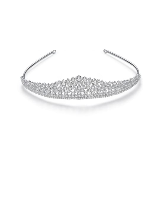 platinum Copper Cubic Zirconia Crown Dainty Bridal Wedding Hair Tiara