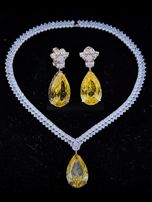L.WIN Brass Cubic Zirconia Water Drop Luxury Necklace 0