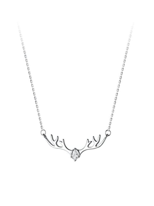 Rosh 925 Sterling Silver Rhinestone Deer Minimalist Necklace 3