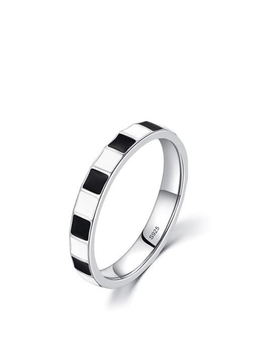 S925 Silver 925 Sterling Silver Enamel Geometric Minimalist Band Ring