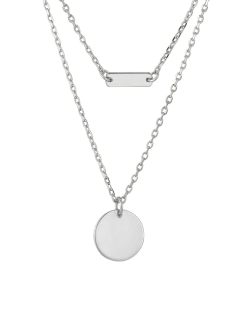 White gold 925 Sterling Silver Geometric Minimalist Necklace