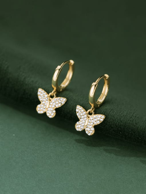 Ear Buckle Gold 925 Sterling Silver Cubic Zirconia Butterfly Dainty Huggie Earring