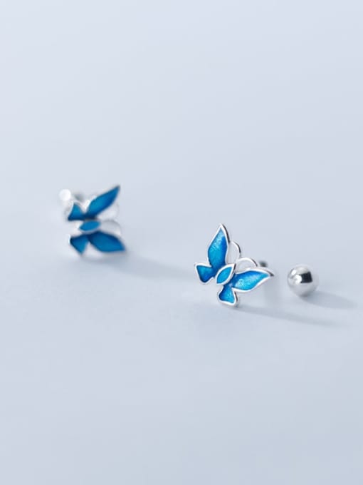 Rosh 925 Sterling Silver Enamel Butterfly Cute Stud Earring 2