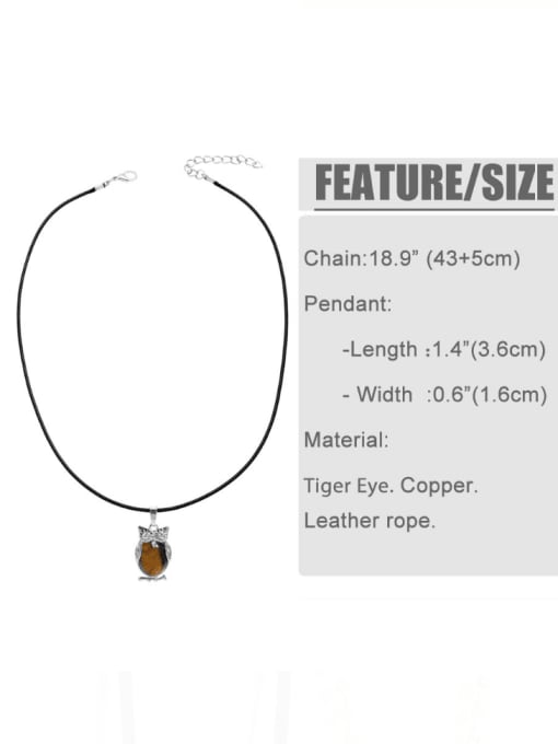 CC Brass Natural Stone Owl Vintage Necklace 2