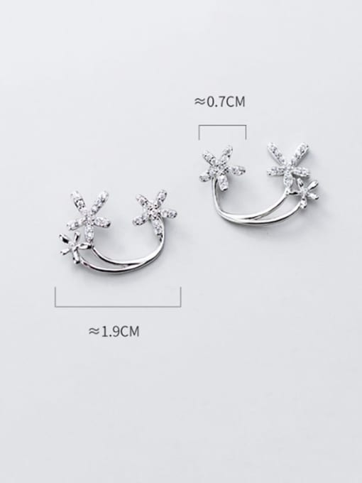 Rosh 925 Sterling Silver simple diamond multi flower Dainty Stud Earring 3