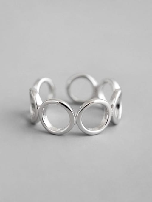 DAKA 925 Sterling Silver Hollow  Round Minimalist  Free Size Band Ring 0