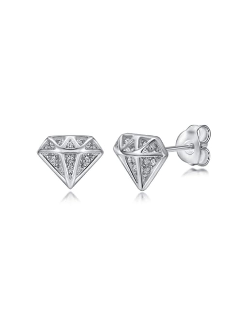 Platinum 925 Sterling Silver Cubic Zirconia Heart Dainty Stud Earring