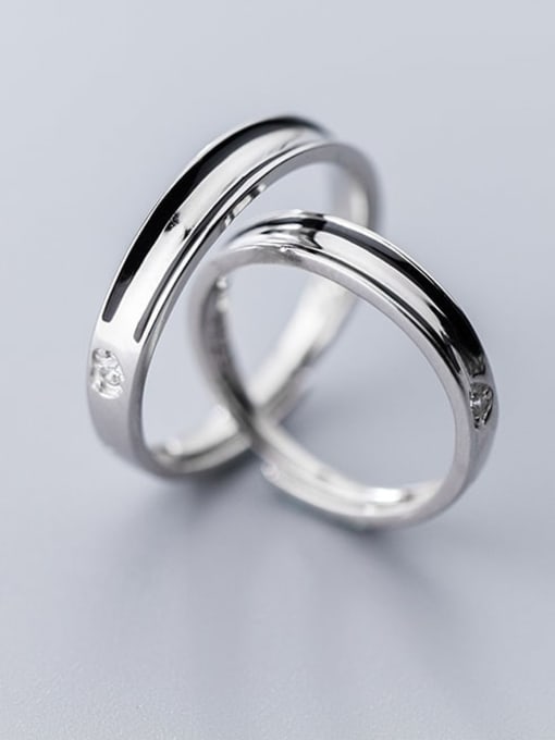 Rosh 925 Sterling Silver Irregular Minimalist Couple Ring 0