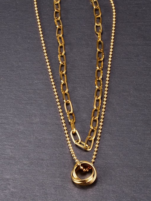 A TEEM Titanium Geometric  Chain Vintage Multi Strand Necklace 4