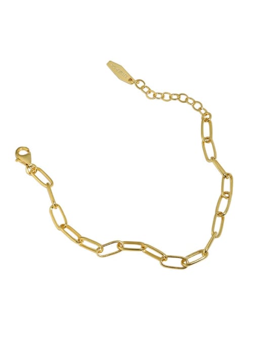 golden 925 Sterling Silver Hollow Geometric Chain  Minimalist Link Bracelet