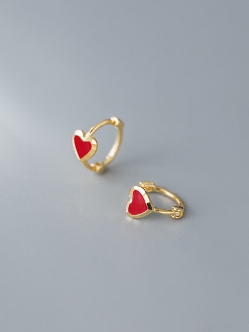 Rosh 925 Sterling Silver Enamel Heart Minimalist Huggie Earring