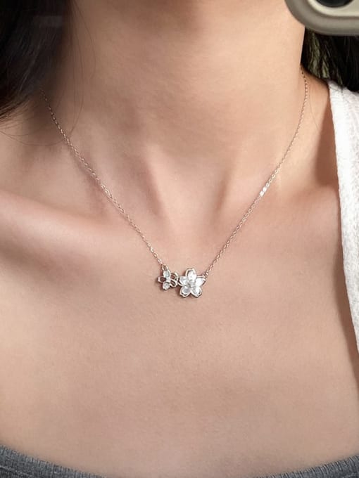 Rosh 925 Sterling Silver Shell Flower Minimalist Necklace 1