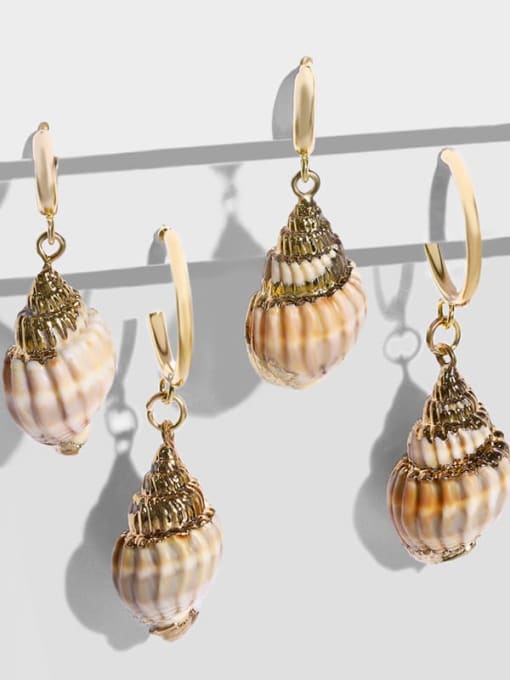 CC Brass Shell Irregular Bohemia Huggie Earring 1