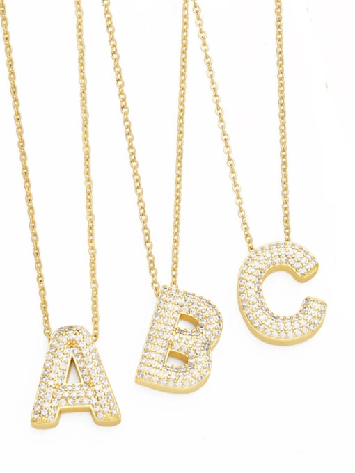 CC Brass Cubic Zirconia Letter Trend Necklace 0