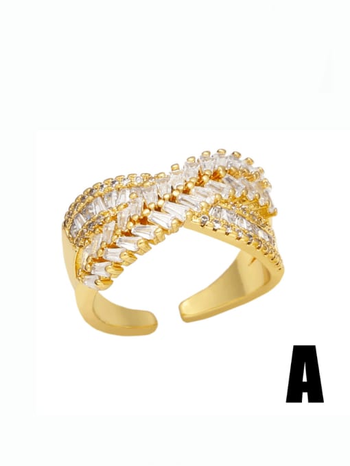 A Brass Cubic Zirconia Irregular Vintage Stackable Ring