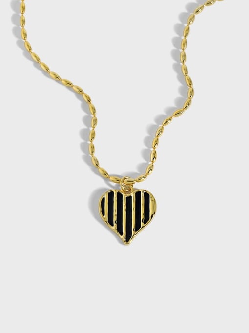 DAKA 925 Sterling Silver Enamel Heart Minimalist Necklace