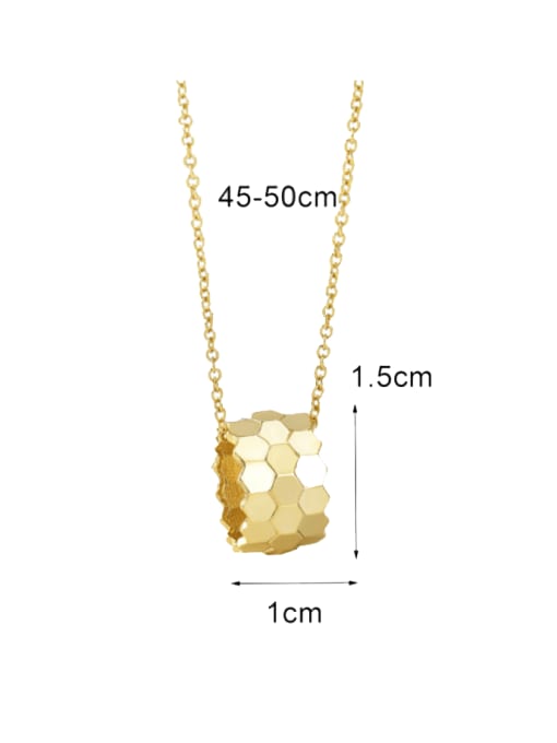 CHARME Brass Smooth Geometric Minimalist  Honeycomb Transfer Bead Necklace 3
