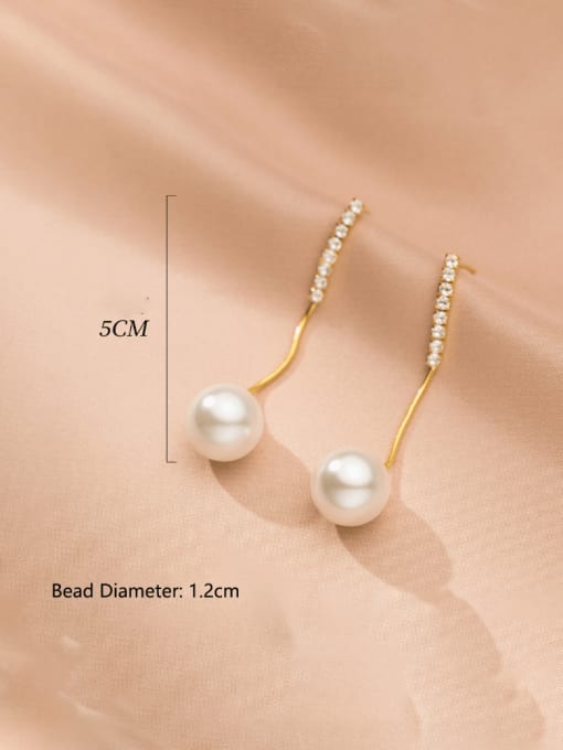 Rosh 925 Sterling Silver Imitation Pearl Tassel Minimalist Threader Earring 3