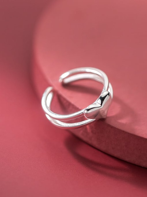 Rosh 925 Sterling Silver Smooth Heart Minimalist Stackable Ring 2