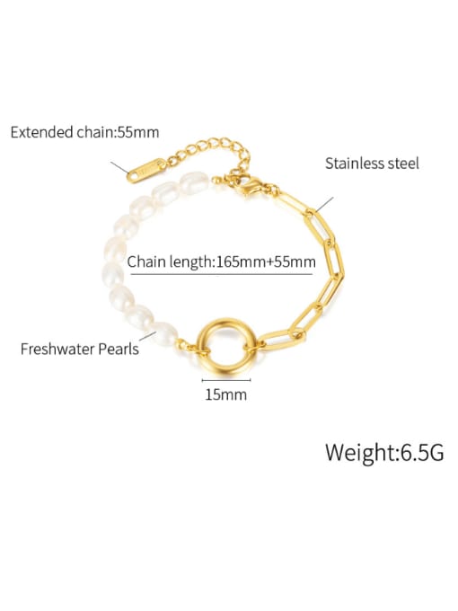 Open Sky Titanium Steel Imitation Pearl Geometric Minimalist Link Bracelet 2
