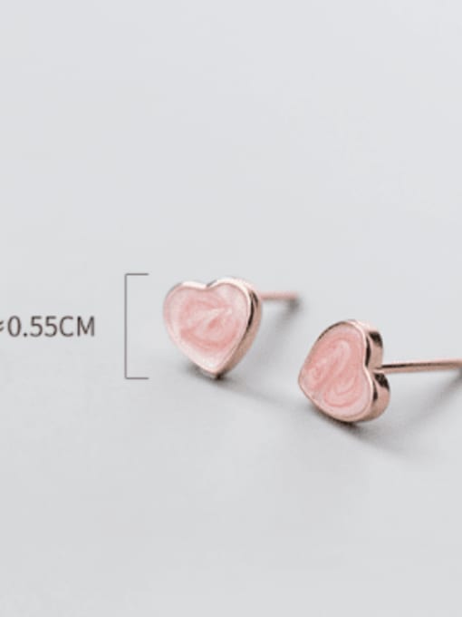 Rosh 925 Sterling Silver Enamel Heart Minimalist Stud Earring 3