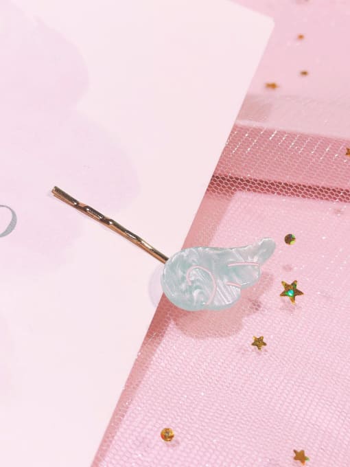Water blue wing Alloy Cellulose Acetate Minimalist Heart Hair Pin