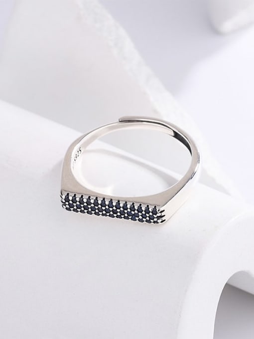 KDP-Silver 925 Sterling Silver Cubic Zirconia Geometric Vintage Band Ring 2