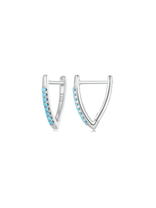 Jare 925 Sterling Silver Turquoise Triangle Trend Huggie Earring 0