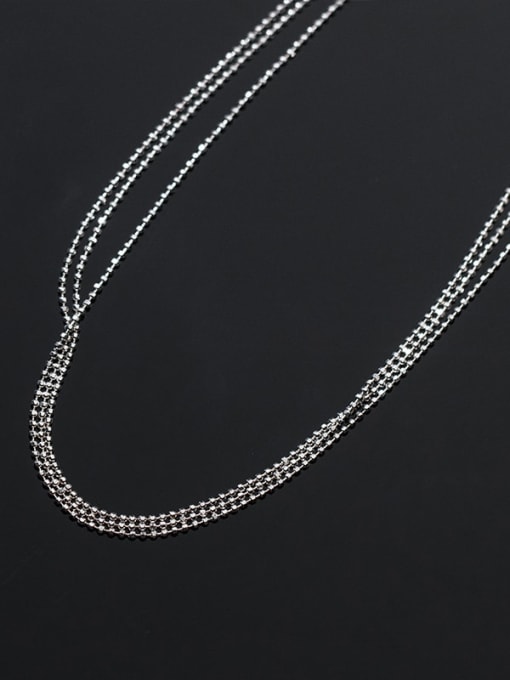 Rosh 925 Sterling Silver Round Bead Chain Minimalist Multi Strand Necklace 2