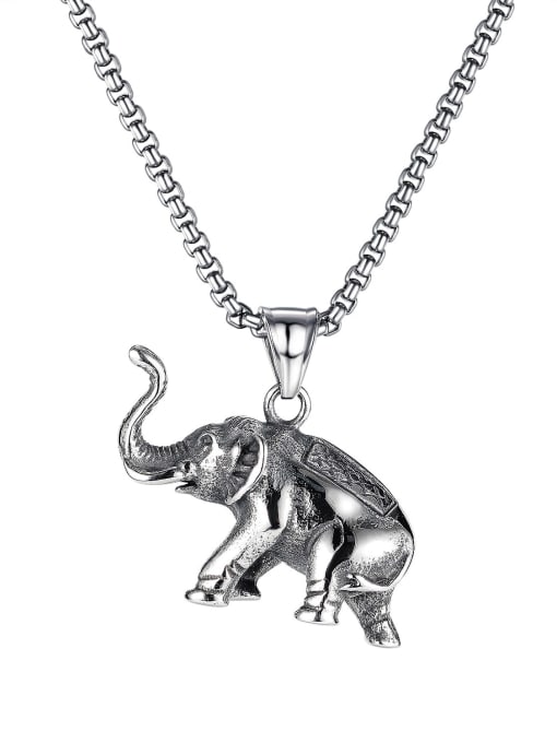 Open Sky Titanium Steel Elephant Hip Hop Necklace