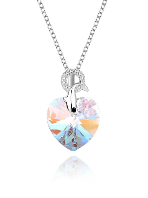 JYXZ 069 (gradient white) 925 Sterling Silver Austrian Crystal Heart Classic Necklace