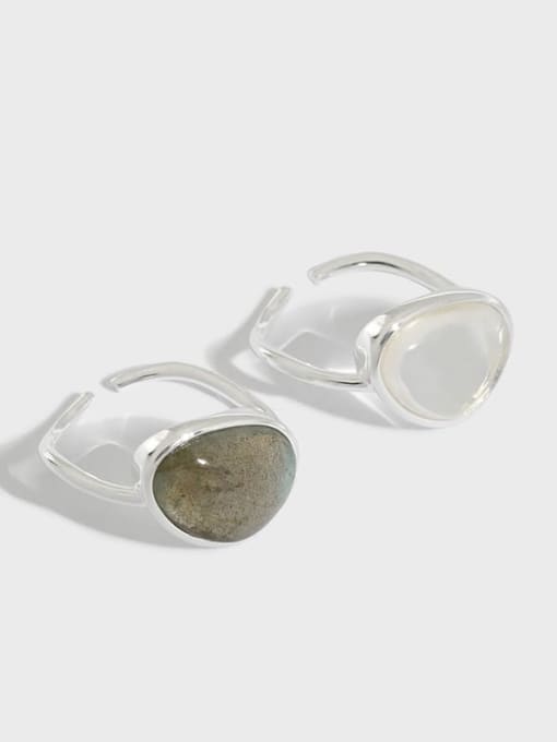 DAKA 925 Sterling Silver Cats Eye Geometric Minimalist Band Ring 4