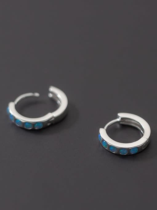 Rosh 925 Sterling Silver Opal Round Minimalist Huggie Earring 3