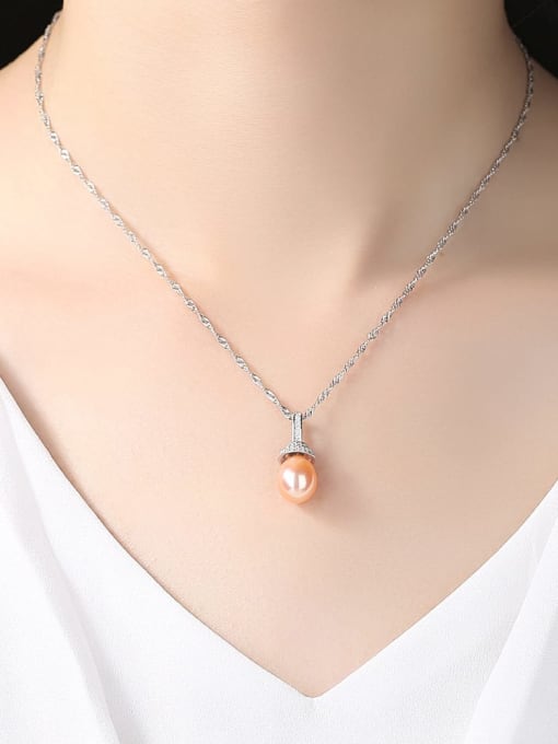 CCUI 925 Sterling Silver Freshwater Pearl Pink pendant Necklace 1