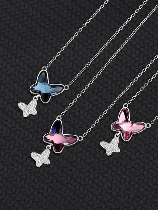 BC-Swarovski Elements 925 Sterling Silver Austrian Crystal Butterfly Classic Necklace 2